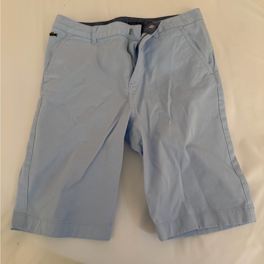 Lacoste Pale Blue Flat-Front Chino Shorts